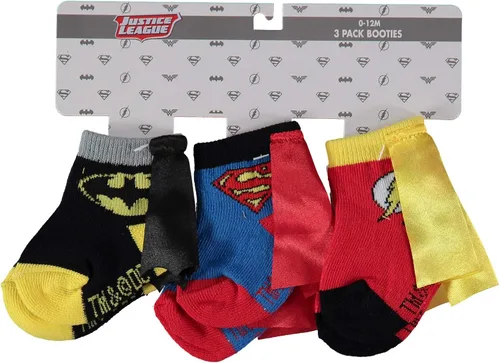 Miniatura 5 de DC Comics Justice League Baby Boys 3-Pack Booties - Batman Baby Socks with Superman and The Flash (3-Pack, 0-12 Months)