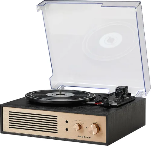 Miniatura 13 de Crosley CR6045A-BK Miles 3-Velocidades Bluetooth Entrada/Salida Reproductor de Discos Tocadiscos con Altavoces Integrados, Negro