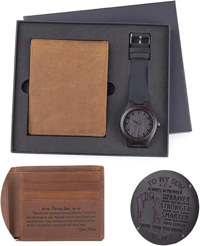 Miniatura 2 de 2win Cartera para hombre con grabado para mamá hijo cartera reloj personalizado reloj especial de aniversario para marido hijo novio papá
