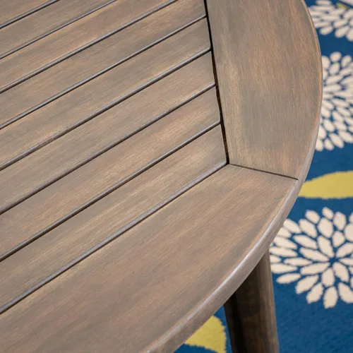 Miniatura 5 de Christopher Knight Home Shipp Outdoor - Juego de comedor de 5 piezas de madera y mimbre, acabado gris/plateado
