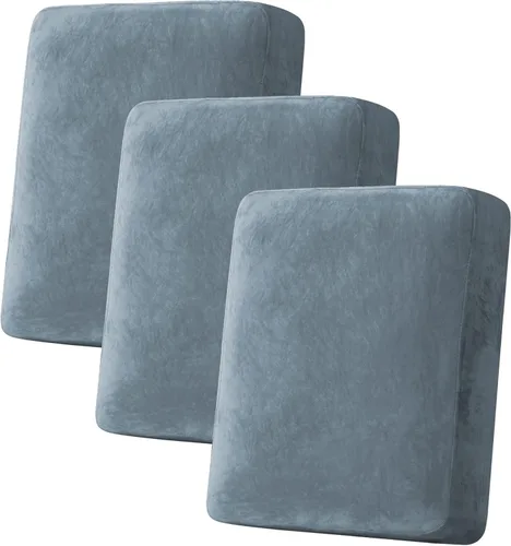 Miniatura 21 de H.VERSAILTEX - Funda de terciopelo elástica y afelpada para protección de cojines de sofá biplaza, silla o sofá, 2 piezas, tamaño grande, color gris