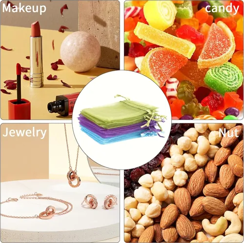 Miniatura 7 de Bolsas de organza, bolsa de organza transparente, 50 unidades, pequeñas bolsas de organza con cordón de 3 x 4 pulgadas, bolsas de regalo de joyería