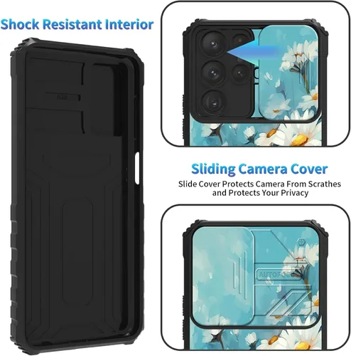 Miniatura 80 de Funda para Samsung Galaxy S22 Ultra 5G, Galaxy S22 Ultra con cubierta de cámara deslizante, funda resistente de doble capa con función atril Black