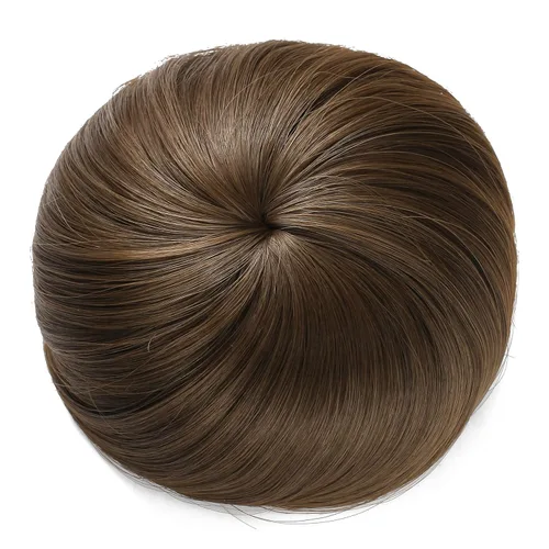 Miniatura 6 de Onedor Extensión de Cabello de Fibra Sintética Chignon Donut Moño Peluca (2# - Marrón Oscuro)