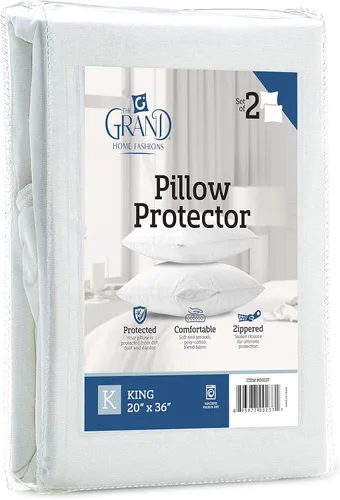 Miniatura 10 de Set de 2 Protectores de almohada con cierre hechos de poliéster y algodón.