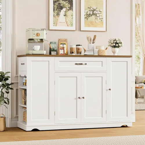 Miniatura 2 de HOSTACK Carrito de Isla de Cocina con Almacenamiento, Isla de Almacenamiento de Cocina de 47'' sobre Ruedas con 2 Cajones, Mesa de Isla Rodante