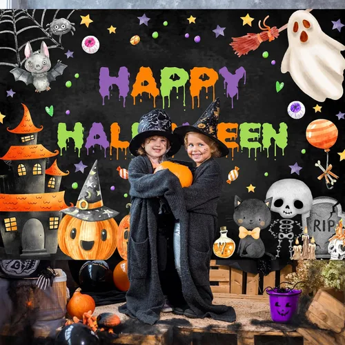 Miniatura 3 de Avezano Telón de fondo de Halloween espeluznante para fiesta de fantasmas para niños, decoración de Halloween, cumpleaños, baby shower, 7 x 5 pies