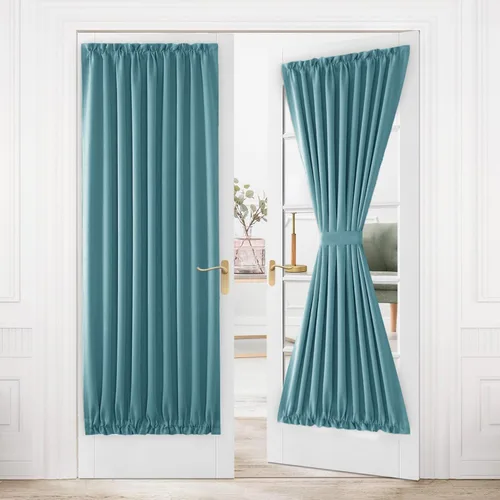 Miniatura 168 de DWCN Cortinas para puerta francesa: cortina térmica con bolsillo para barra para puertas con ventana de vidrio, puertas de cocina y patio