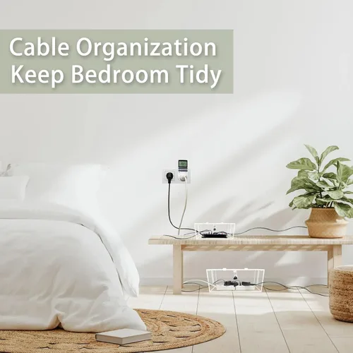 Miniatura 6 de Caja organizadora de cables de 2 piezas con cerradura, acrílico, caja organizadora de cables y cubierta de regleta de alimentación, organizador