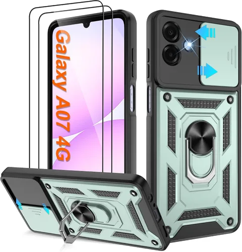 Miniatura 73 de ATUMP Funda para T-Mobile Revvl V Plus 5G con protector de pantalla HD con cubierta de cámara deslizante, soporte de anillo de rotación de 360° Negro