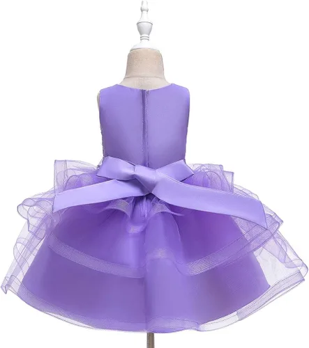 Miniatura 5 de Vestido de tul con flores para niñas pequeñas, vestido formal de fiesta de cumpleaños, vestido de fiesta de lentejuelas para desfiles, vestido tutú