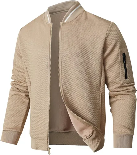 Miniatura 11 de SAVKOOV Chaqueta ligera de ajuste holgado para hombre, chaqueta bomber casual y elegante