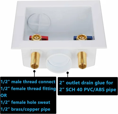 Miniatura 3 de LI-510-11 - Caja de salida para lavadora (1 unidad) con drenaje central, entrada de hilo o sudor de 1/2 pulgada x salida de 3/4 pulgadas, rosca