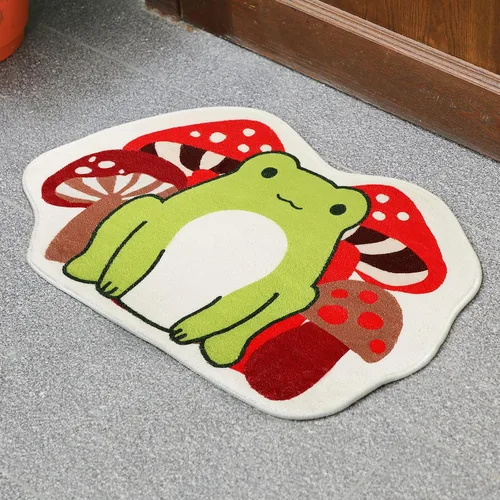 Miniatura 5 de Timgle Tapete de baño con diseño de rana, 23.6 x 16 pulgadas, antideslizante, absorbente, suave, lavable, grueso, lavable a máquina, tapete de hongo