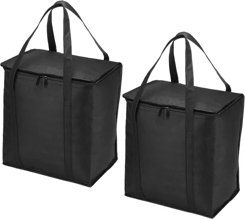 PATIKIL Bolsa de comestibles reutilizable aislada, bolsa térmica aislada para entrega de alimentos con cremallera plegable para transporte frío y