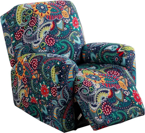 Miniatura 10 de KRFOONN Fundas elásticas para sillón reclinable con estampado, fundas para sillas reclinables de 4 piezas, fundas para sillón reclinable Lazy Boy