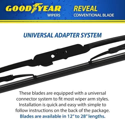 Miniatura 5 de Goodyear Reveal - Limpiaparabrisas convencional de 13 pulgadas, resistente al óxido, con adaptador universal, paquete de 1 unidad