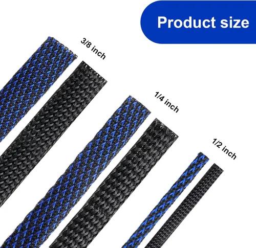 Miniatura 2 de Xuniea Fundas trenzadas de telar de alambre de 96 pies para organizar cables con 127 tubos termorretráctiles para cables de audio y video contra
