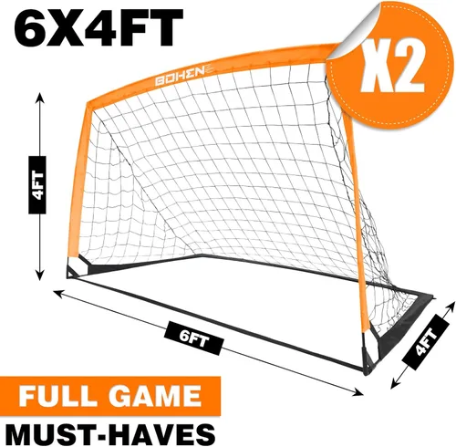 Miniatura 6 de BOHEN 6x4 FT Kids Soccer Goals with Carry Bag, Portable Folding Soccer Net for Backyard Training, Indoor/Outdoor Use for Youth and Adult