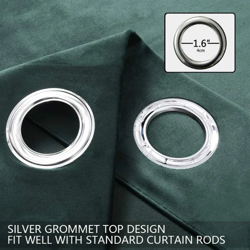 Miniatura 2 de SPXTEX Cortinas Opacas de Terciopelo Verde - 84 Pulgadas de Largo, Bloqueo de Luz, Parte Superior con Ojales, Aislamiento de Calor, Térmico