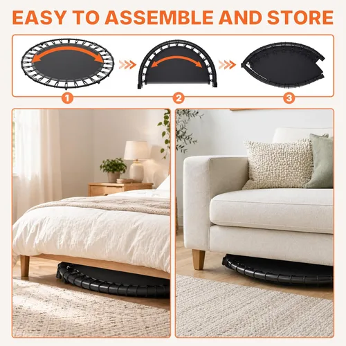Miniatura 6 de Juturna Mini Trampolín Plegable de 40 Pulgadas, Trampolín de Rebote para Adultos, Capacidad de 450 Libras con Barra Ajustable en Forma de T