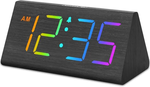 Miniatura 13 de DreamSky Wooden Digital Alarm Clocks for Bedrooms - Electric Desk Clock with Large Numbers, USB Port, Loud Alarm for Heavy Sleepers, Adjustable