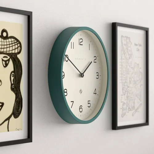Miniatura 4 de NEWGATE® Reloj de pared con eco número cuatro, reloj redondo moderno, 11.8 in, color verde edén, números fáciles de leer, ideal para cocina, sala