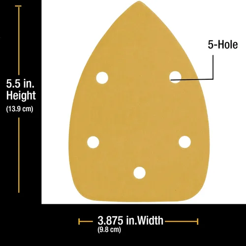 Miniatura 2 de Dura-Gold Hojas de Lija Premium para Lijadora de Detalle Tipo Ratón - Grano 180 (Caja de 24) - Discos Triangulares de 5 Orificios con Sistema