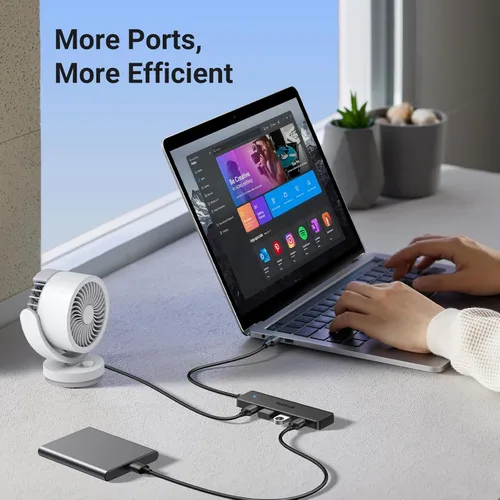 Miniatura 7 de Concentrador USB UGREEN 3.0, divisor de 4 puertos USB A ultradelgado Expansor USB para mouse, teclado, unidad flash, disco U, impresora Compatible