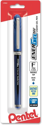 Miniatura 9 de Pentel EnerGel NV pluma de gel de tinta, (0.5mm), punta de aguja, tinta negra, paquete de 2 (BLN25BPA)