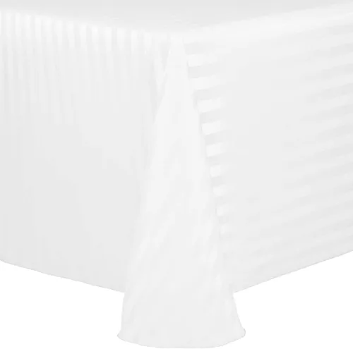 Miniatura 55 de Ultimate Textile Mantel ovalado de rayas satinadas (70.0 x 104.2 in), color gris plateado