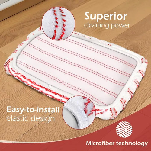 Miniatura 3 de Masthome Trapeador de microfibra extra grande para limpieza de pisos, trapeador plano de 16 pulgadas con 5 almohadillas para uso húmedo y seco, Rojo