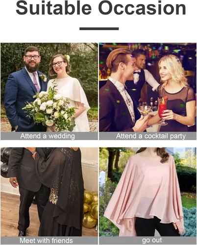 Miniatura 6 de BEAUTELICATE Capa de gasa para boda, capa nupcial, poncho superpuesto para mujer, talla grande