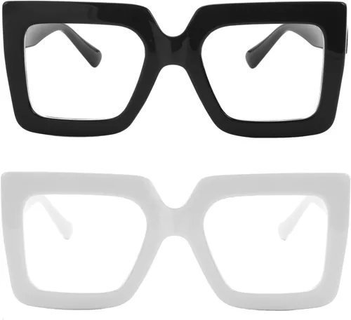 Miniatura 26 de Onrtry - Gafas de luz azul grandes y cuadradas para mujeres y hombres, con marco grueso, para computadora, sin receta, gafas de gran tamaño Marco
