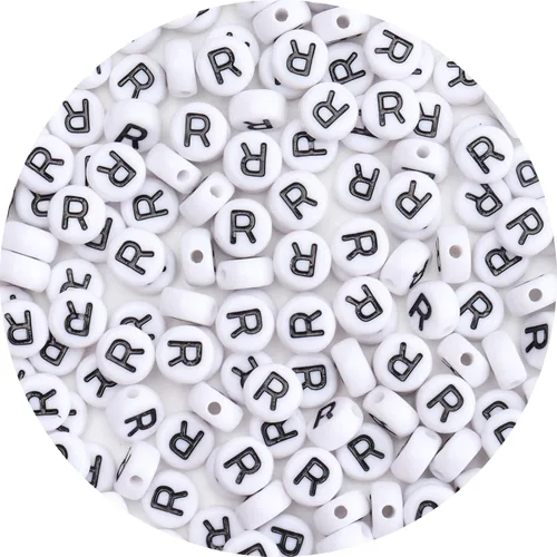 Miniatura 21 de 100 cuentas de letras – Cuentas redondas blancas del alfabeto acrílico de 0.16 x 0.27 pulgadas para hacer joyas, pulseras, collares y llaveros