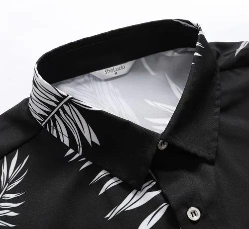 Miniatura 2 de SheLucki - Camisa hawaiana para hombre, unisex, de manga corta, con botones, para la playa y el verano, ropa casual estampada con sombra de palmas