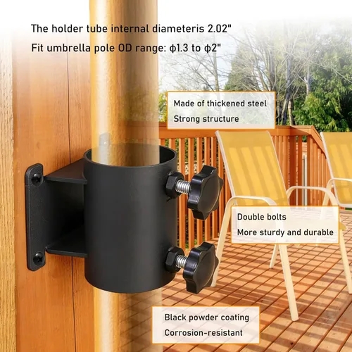 Miniatura 3 de Soporte resistente para sombrilla de patio, soporte para sombrilla de patio, soporte de montaje de abrazadera para barandilla de terraza, montaje