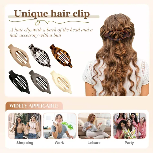 Miniatura 2 de Pinzas planas para el cabello para mujeres - 2026 Nuevas pinzas de garra planas para mujeres, pinzas de pico de pato para cabello grueso o fino