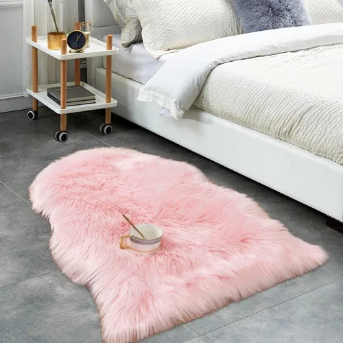 Carvapet Funda de Silla de Piel de Oveja Sintética Suave de Lujo Cojín de Asiento Alfombras de Área de Piel Sintética Suave para Dormitorio, 2 pies