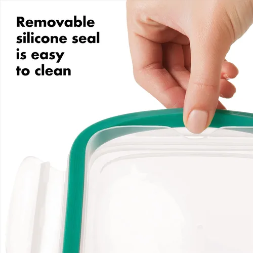 Miniatura 6 de OXO Good Grips Recipiente de Almacenamiento de Alimentos de Vidrio Rectangular con Sello Inteligente de 3.5 Tazas, Transparente (Paquete de 2)