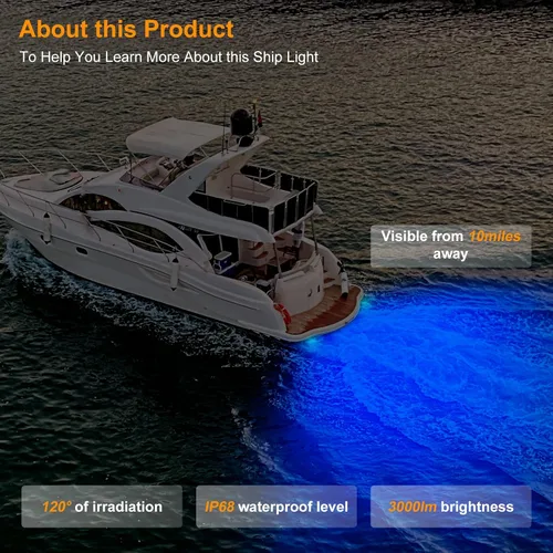 Miniatura 4 de UCINNOVATE 2X Luces LED Marinas para Barco de 6.9", 3000LM 84LED Luces de Popa Impermeables, Luz Subacuática para Yates, Barcos, Velero, Pontón
