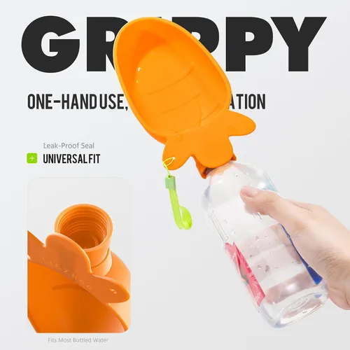 Miniatura 3 de Li & Zhao Dispensador portátil de botella de agua para perros, a prueba de fugas, tazón de agua portátil para perro, cuenco de agua plegable