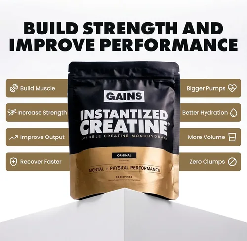 Miniatura 2 de Gains in Bulk Monohidrato de Creatina Instantánea para Mujeres y Hombres, Polvo de Creatina Soluble, Apoya la Construcción Muscular, Fuerza