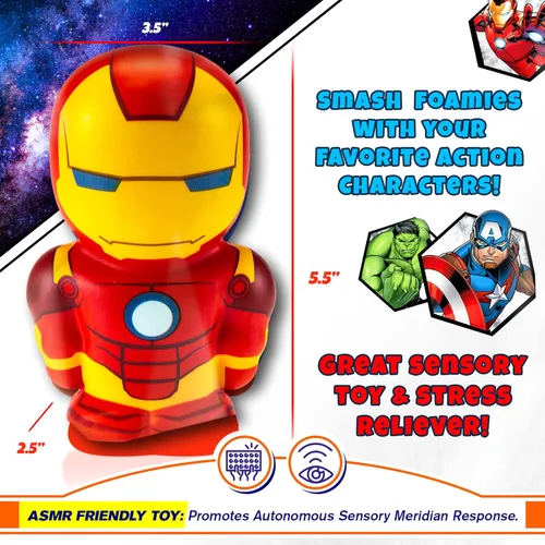Miniatura 3 de JA-RU Marvel Avengers - Bola de espuma grande de 5.5 pulgadas (1 Iron Man) Squishy Figura de juguete de acción Super Hero Spiderman, Hulk, Capitán