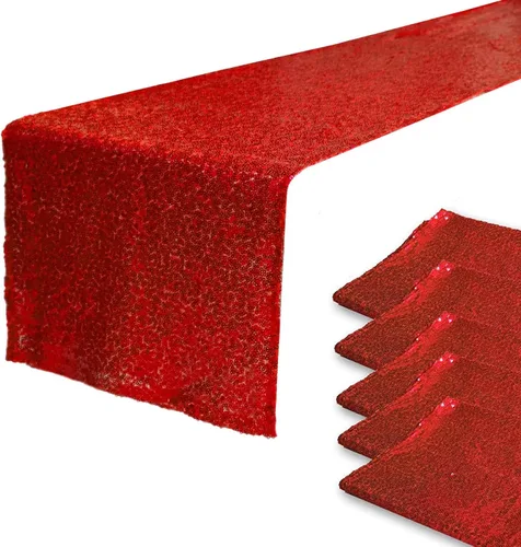 Miniatura 40 de JYFLZQ Camino de mesa de lentejuelas negras de 12 x 72 pulgadas, manteles de mesa de tela con lentejuelas negras brillantes - Caminos brillantes