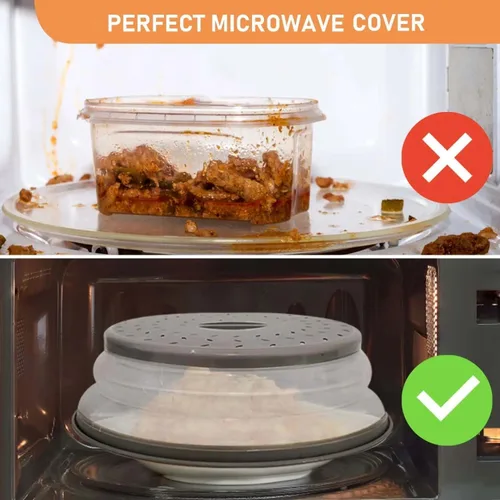Miniatura 2 de Cubierta plegable para microondas con ventilación de vapor, apta para lavavajillas, sin BPA (gris)
