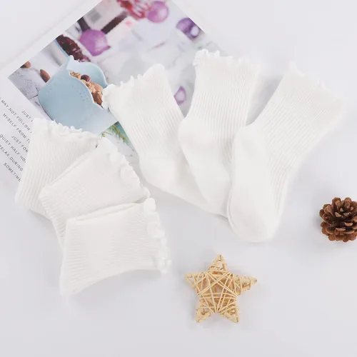 Miniatura 3 de Witwot Calcetines tobilleros con volantes para bebés y niñas, calcetines de algodón para vestir de 6M a 7 años