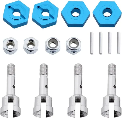 Miniatura 4 de Hobbypark Adaptador hexagonal de rueda de aluminio de 0.276 in a 0.472 in, eje y tuercas de seguridad para Wltoys A949 A959 A969 A979 K929 RC Car