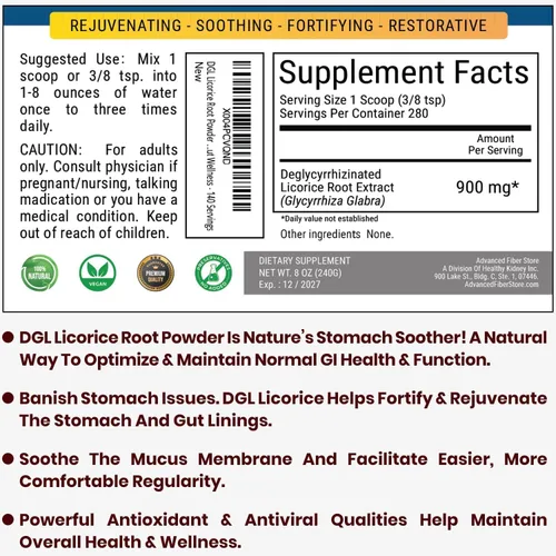 Miniatura 3 de Kidney Restore DGL Suplemento de polvo de raíz de regaliz – Hecho de extracto de raíz de regaliz para la salud digestiva y apoyo del revestimiento