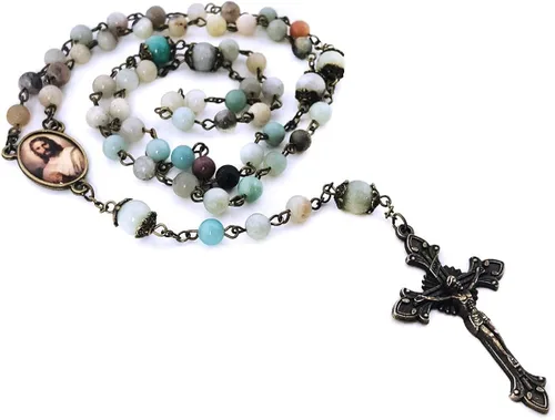 Miniatura 4 de Catholic Heirlooms Rosario y Rosario de Piedra Tiendaita Jesucristo - Pulsera Rosario y Medalla Milagrosa - Rosario Católico - Rosarios Católicos
